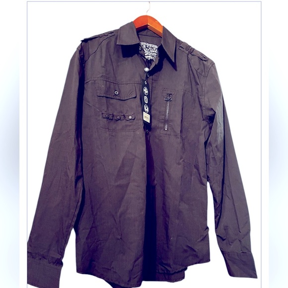 Affliction Black Premium Men's Sz L Stylish Black Long Sleeve Shirt - Picture 6 of 8
